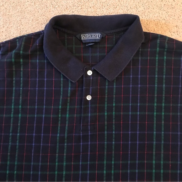 Vintage Lands End Polo Shirt Mens Size XL Dark Navy Blue USA Made Short Sleeve - Picture 2 of 8